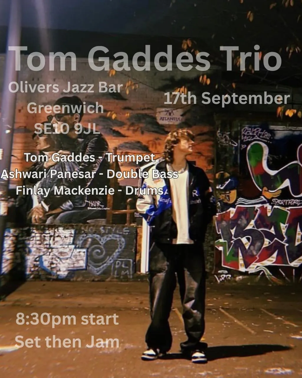 Tom Gaddes Trio gig flyer